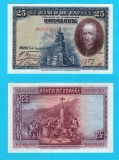 Spania (pick 74) 25 Pesetas 1928 aUNC serie: B6,029,261; Pedro Calder&oacute;n de la Barca