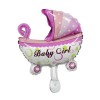 Balon din Folie Metalizata, Mini Figurina, Model Carucior Bebelus, Tematica Gender Reveal, 39x29 cm, Pai Inclus