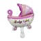 Balon din Folie Metalizata, Mini Figurina, Model Carucior Bebelus, Tematica Gender Reveal, 39x29 cm, Pai Inclus
