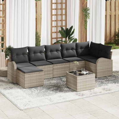 vidaXL Set de canapele pentru grădină 8 pcs Gri deschis Rattan poli 3354811 foto