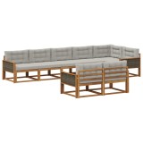 vidaXL Set de canapele de exterior 8 pcs Natural și Gri deschis 3382659