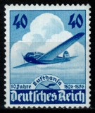 Germania Reich 1936, Mi #603, 10 ani Lufthansa, avion Heinkel HE 70 "Blitz", MNH! Cota 65 &euro;!