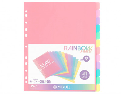 Set 12 separatoare din plastic Viquel Rainbow Pastel, A4 - RESIGILAT foto