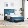 VidaXL Pat cu arcuri cu saltea Albastru &icirc;nchis 160 x 200 cm Catifea 3344460