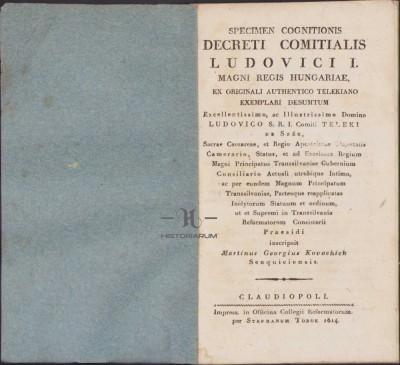 HST 5SP Specimen cognitionis decreti comitialis Ludovici I 1814 Claudiopoli foto
