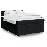 VidaXL Pat box spring cu saltea, negru, 140x190 cm, textil