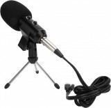 Microfon Studio Condenser cu stand inclus pentru Inregistrare Vocala, Negru