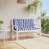VidaXL Perne bancă grădină, 2 buc., albastru&amp;alb, 120x50x7 cm, textil