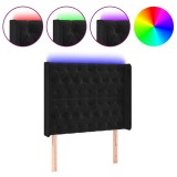 Cumpara ieftin Tablie de pat cu LED, negru, 103x16x118/128 cm, catifea