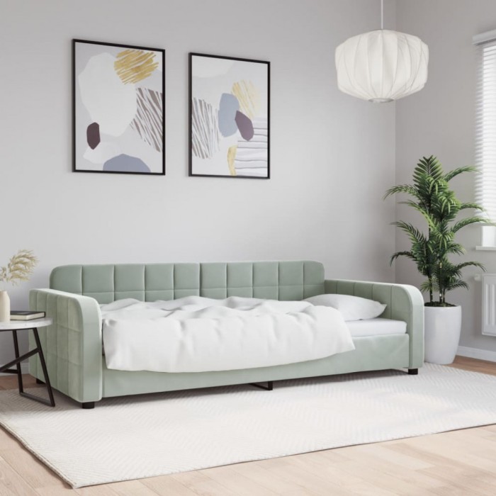 vidaXL Cadru de pat, gri deschis, 90x190 cm, catifea 354071