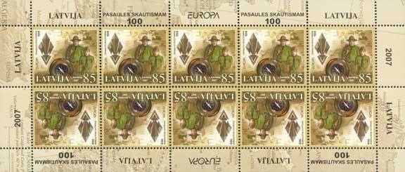 LETONIA 2007 EUROPA CEPT - CERCETASI - BLOC cu 10 timbre Tete Beche) MNH**