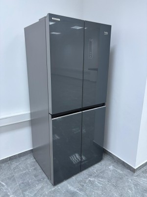 Frigider Side by side Beko GNO4031GS, 401 l, NeoFrost Dual Cooling, Compresor Prosmart Inverter, Display touch, Clasa E, H 180 cm, Sticla antracit foto