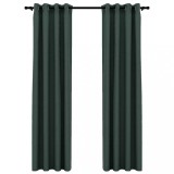 Perdele opace aspect panza cu ocheti 2 buc verde 140x225 cm
