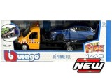 Macheta Transportor auto cu platforma si 2017 subaru wrx sti scara 1/43 portocaliu si albastru