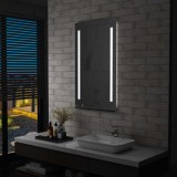 Oglinda Baie cu LED, Raft, 60x100 cm, Argintiu, Korman - Iluminare, Depozitare, Design Modern