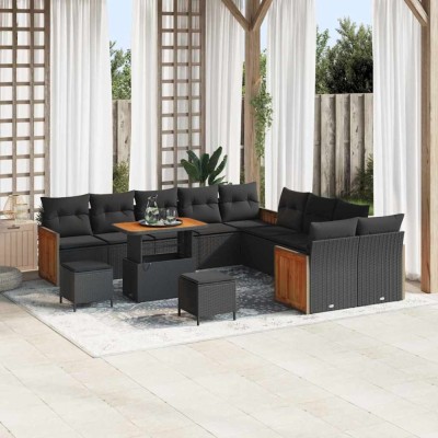vidaXL Set de canapele pentru grădină 13 pcs Negru 90 x 55 x 71 cm 3365314 foto