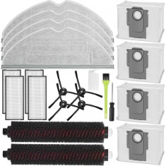 Accesorii pentru Roborock S8 Pro Ultra, Piese de Schimb cu 2 Perii cu Auto-Curatare, 4 Saci de Praf, 4 Filtre, 4 Lavete, 4 Perii Laterale