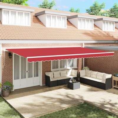 Marchiză retractabilă manuală roșie 600 x 300 cm foto