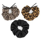 Elastice Par Textile Satinate cu Model Leopard Negru &amp; Fundită pentru Femei, CMCLASS