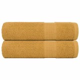 VidaXL Prosoape de duș 2 buc Aur 70x140 cm 360 g/m&sup2; 100% bumbac
