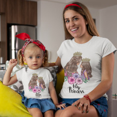 Set tricouri personalizate mama &amp;quot;Princesses&amp;quot; (Marime: XXL, Marime copil: Body foto