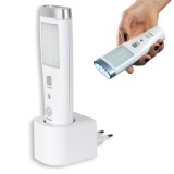 detector de prezență - unghi de detecție 60&deg; - 15 LED-uri frontale și 5 LED-uri &icirc;n partea superioară - reincărcabil &icirc;n suport de priză - &icirc;ncărcător wi