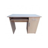 Birou cu spatiu depozitare pentru scolari, Pal Melaminat, sertar, 2 rafturi, polita glisanta tastatura, 100x52x76 cm, fag