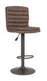 Cumpara ieftin Scaun de bar cadru fier gri si sezut piele ecologica maro Connor 41 cm x 50 cm x 94.5-115.5 h x 63.5 - 84.5 h1