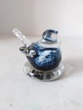 Pasare de sticla, eticheta Mundgeblasen DK Handgearbeitet, facuta manual, 5cm inaltime x 7cm x 6cm