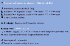 🌾 Terenuri extravilane de v&acirc;nzare &ndash; Băilești, jud. Dolj