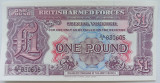 Bancnotă 1 lira pound ND seria 2 British Armed Forces UNC