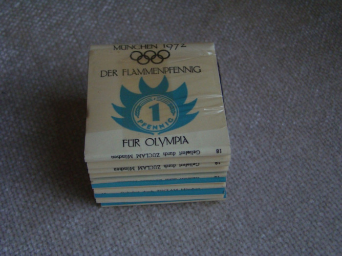 Pachet 10 Cutii Chibrituri Carton - Olimpiada MUNCHEN &#039;72 - NOU