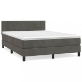 Cumpara ieftin Pat box spring cu saltea, gri inchis, 140x200 cm, catifea