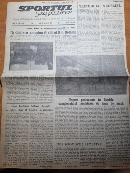 sportul popular 23 decembrie 1963-dinamo pitesti,steaua,rapid,dinamo bucuresti
