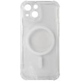 Husă spate silicon transparent cu alb, magnet, colțuri &icirc;ntărite, pentru Apple iPhone 15