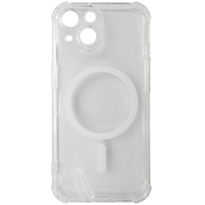 Husă spate silicon transparent cu alb, magnet, colțuri &amp;icirc;ntărite, pentru Apple iPhone 15 foto