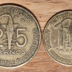 Africa de Vest Occidentala Franceza - Togo - set de colectie 10 + 25 francs 1957