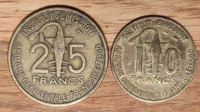 Africa de Vest Occidentala Franceza - Togo - set de colectie 10 + 25 francs 1957 foto