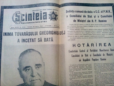SCINTEIA - 20 Martie 1965 - INIMA TOVARASULUI GHEORGHIU-DEJ A INCETAT SA BATA foto