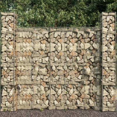 vidaXL Coșuri gabion, 3 buc., 25 x 25 x 197 cm, oțel galvanizat foto