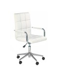 Scaun birou ergonomic, HM Gonzo 2, cadru cromat, tapiterie piele ecologica, mecanism de balans, roti pivotante, 90 kg, alb