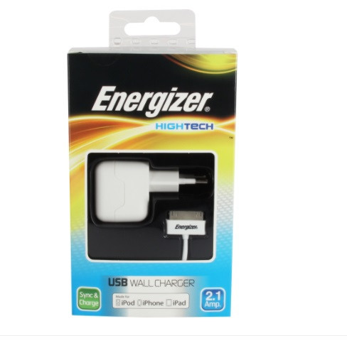 Incarcator priza + Cablu date Energizer Hightech 2.1A pentru iPod / iPhone /iPad
