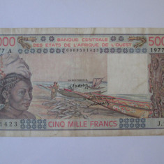 Rara! Coasta de Fildes 5000 Francs 1977