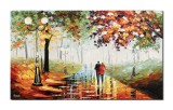 Tablou 3D pereche de indragostiti pictat manual living, dormitor, Impreuna pentru totdeauna, 100x60cm ulei pe panza, Leonard Covaci