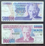 Lot 2 bancnote diferite Turcia - 500000 Lire si 1000000 Lire