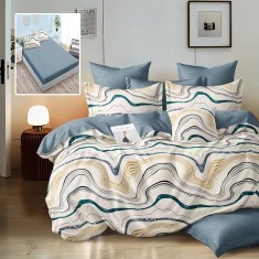 Lenjerie de pat finet 6 piese, cearceaf pat cu elastic, cearceaf pilota 200x230, 2 fete perna 50x70, 2 fete perna 70x70, Extra HF6P187 Relax KipRoom