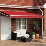 vidaXL Cort electric retractabil rosu 4x3m poliester aluminiu panou solar telecomanda