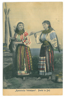 3366 - ETHNIC, women, from Dolj, Romania - old postcard, CENSOR - used - 1918 foto