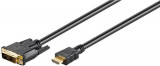 Cablu HDMI/DVI-D tata - DVI-D (18+1) tata contacte aurite 3m Goobay