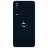 Husa silicon pentru Xiaomi Mi 9, Blue Navy Anchor Illustration Flat
